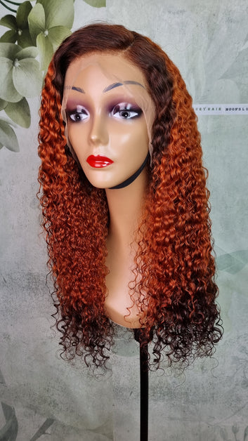 24-inch Pixie Wig with a  13 x 4 Frontal. Color T4/350